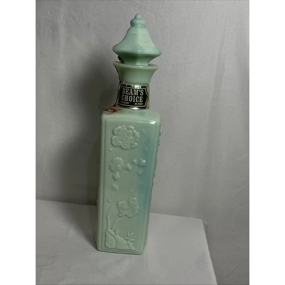 Empty Jim Beam Slag Green Liquor Decanter with Stopper 1972 Beautiful - Picture 7 of 9
